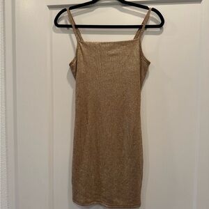 Nwot Evolutionary apparel gold mini dress